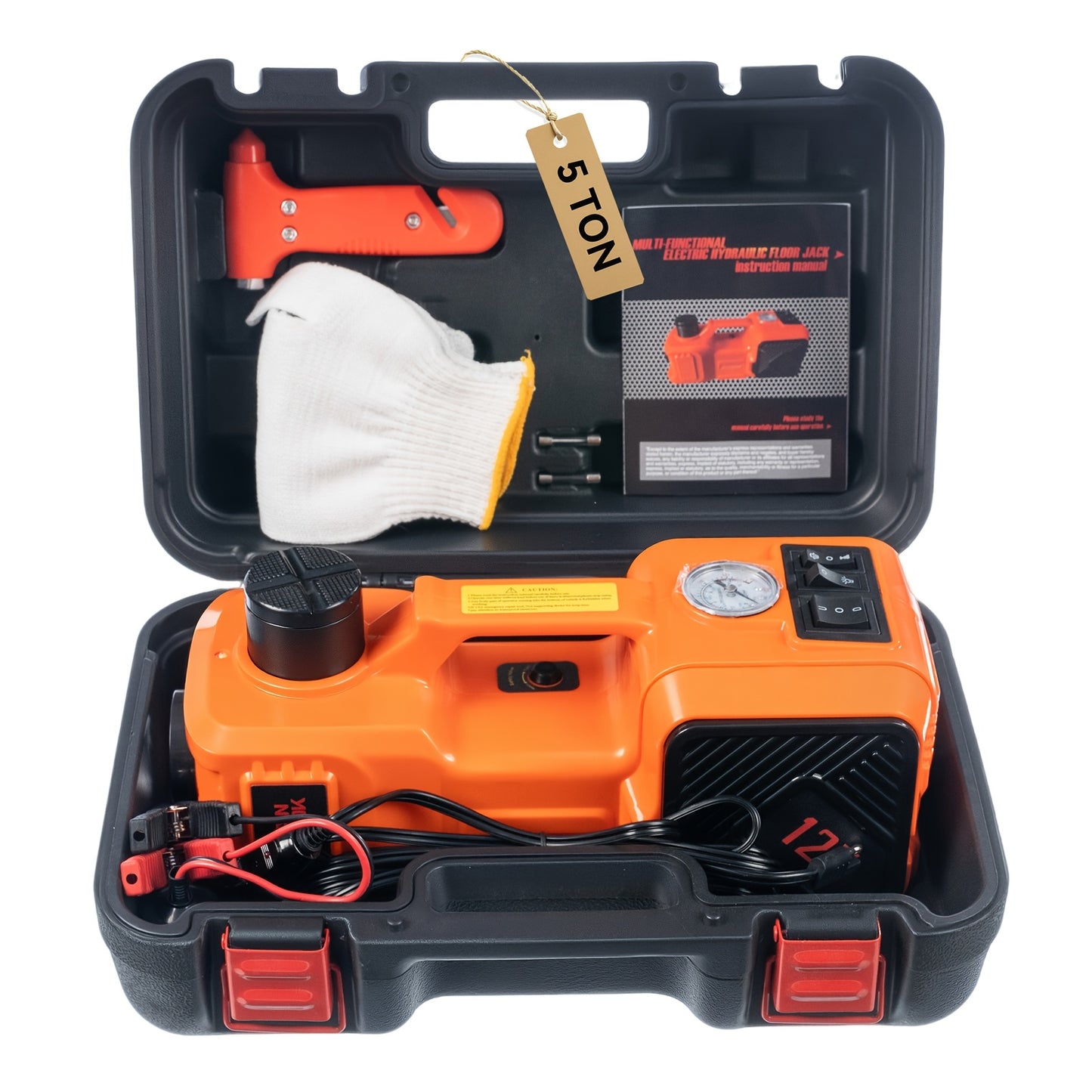 Electric Car Jack, Portable Car Lift with Built-in Air Pump, 5-ton/11023-pound Hydraulic Jack, Equipped with Electric Impact Wrench, And LED Lighting for SUV, MPV, Sedan, Truck Tire Replacement And Garage Maintenance