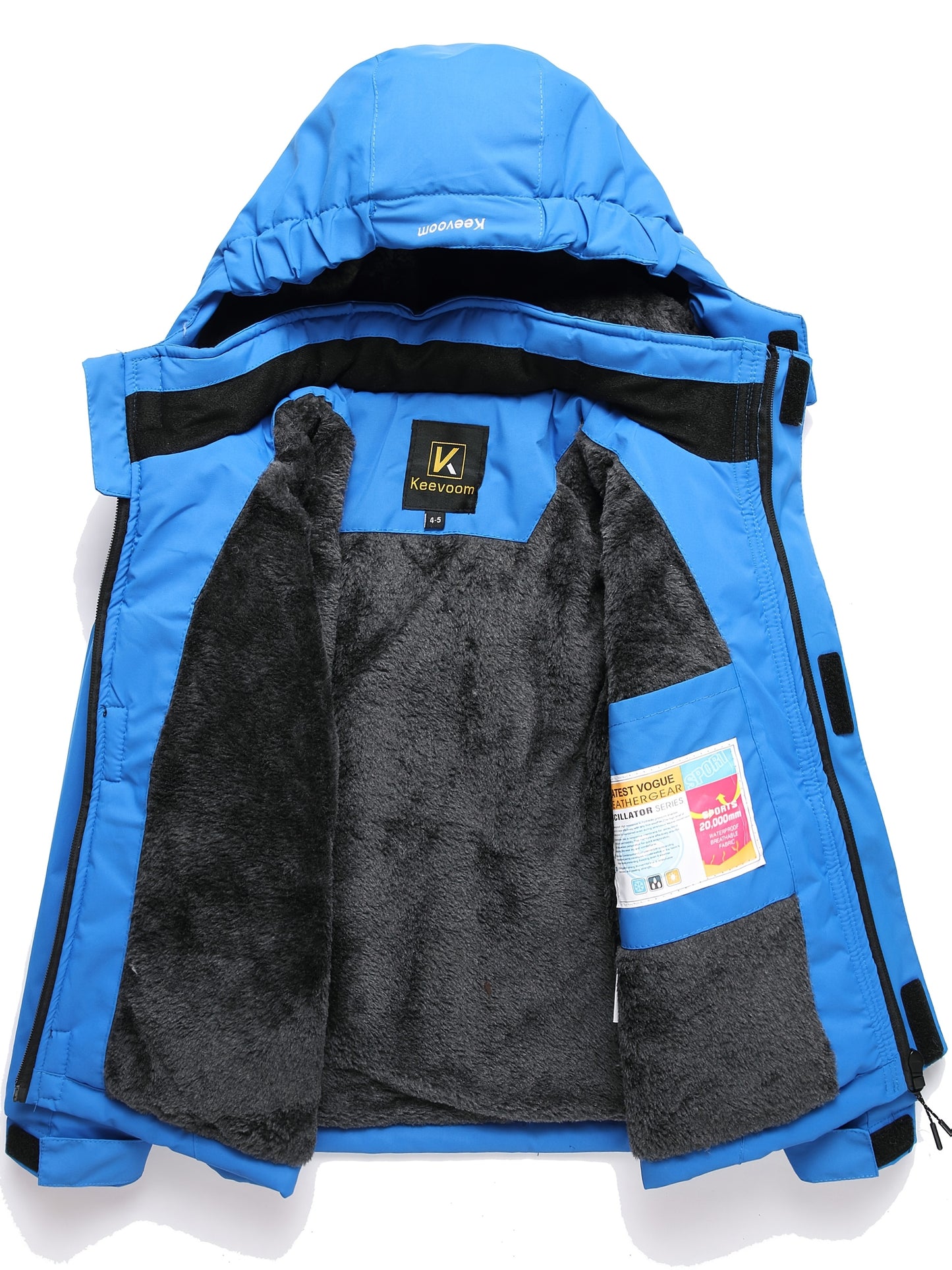 Keevoom Boys' Winter Ski Jacket - Windproof & Warm with Fleece Lining, Adjustable Hood for Helmet Compatibility, Zippered Pockets - Perfect for Outdoor Activities, Snow Jacket, Fluffy, Youngsters's