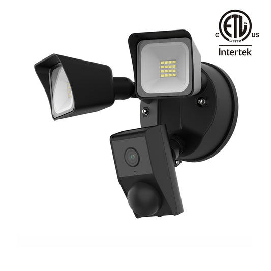 LED Smart Security Camera, 27W, 2300 Lumens, 5700K, 3 Mega Pixel, HD Live View, 10m Infrared Night Vision, Support Two-way Voice & Human Shape Detection & Cloud Storage, Enhanced Motion Detection, Built-in Siren, With Alexa &