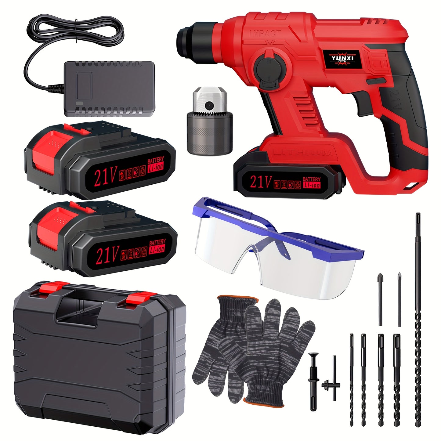 Wireless Hammer Drill Impact Tool - Wireless Lithium-ion Powered, Ideal For Demolition, Construction, And Heavy-duty Drilling. Ergonomic, Durable, And Sturdy, Suitable For Both Men And Women. Perfect Gift For Friends And Fami