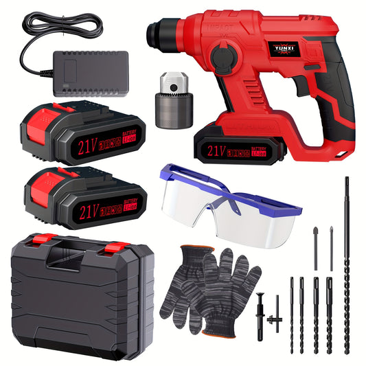 Wireless Hammer Drill Impact Tool - Wireless Lithium-ion Powered, Ideal For Demolition, Construction, And Heavy-duty Drilling. Ergonomic, Durable, And Sturdy, Suitable For Both Men And Women. Perfect Gift For Friends And Fami