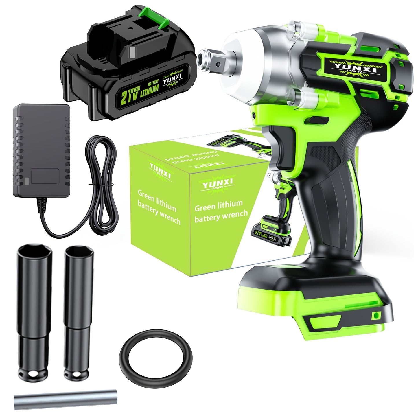 21V Cordless Impact Wrench Wireless Drill Set, Equipped with Lithium Battery, Brushless Electric Impact Gun Drill, Toolbox, Charger, Socket and Complete Accessories, Suitable for Car Repair, Home DIY - Ideal Gift for Men