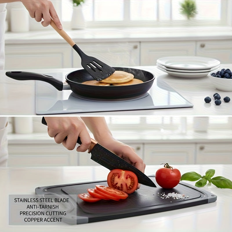 29pcs Non-Stick Cookware Set with Stand - Heavy-Duty Silicone Kitchen Utensils, Heat-Resistant up to 480°F (250°C), Non-Stick Pots, Pans, Spatulas, Whisk, Tongs, Cutting Boards - Complete Cooking Set for Home, Professional,