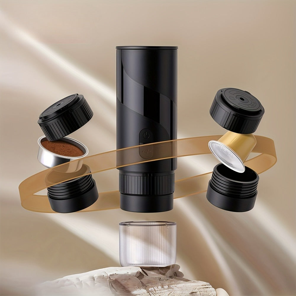 Portable Coffee Machine, Portable Espresso Coffee Machine, Stainless Steel Water Tank, Compatible With Grounds & Capsules, Suitable For Travel, Camping, Office, Kitchen And Christmas Gift (without Heating Function)