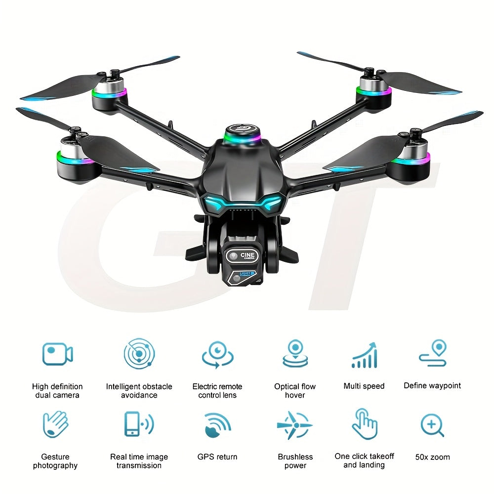 4K Camera GPS Drone with Dual WIFI, Wireless RC Long Range Quadcopter, Optical Streaming Transmission, Folding Design, Brushless Motor, Gesture Photo Taking