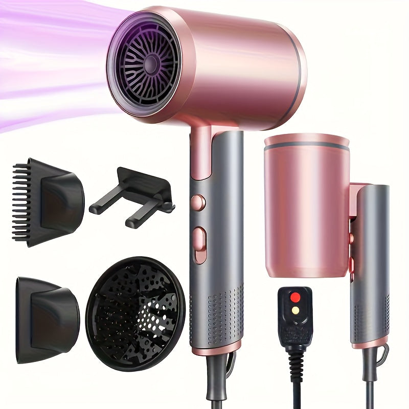 Professional Ionic Hair Dryer with Diffuser & Concentrator Lightweight, Fast Drying for Curly Hair, Ceramic Technology, Foldable & Quiet Salon-Quality Travel Blow Dryer